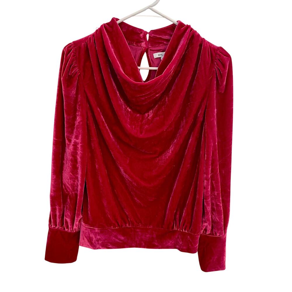 BTFL life Velvet Blouse Women Size Small Pink Pullover Long Sleeve Anthropologie
